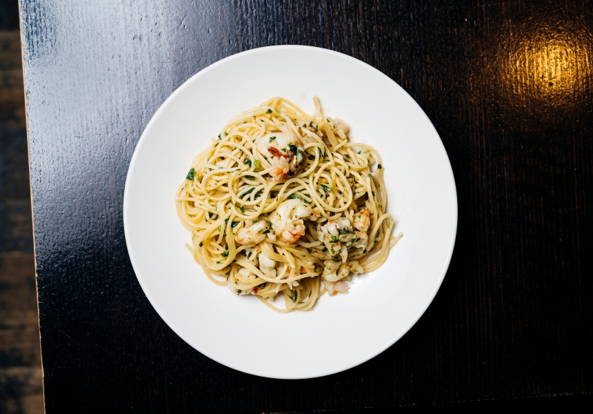 Adam D’Sylva’s prawn and zucchini spaghettini
