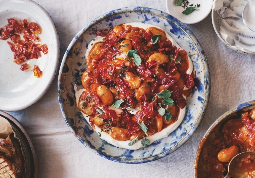 Ottolenghi’s butter beans with roasted tomatoes 
