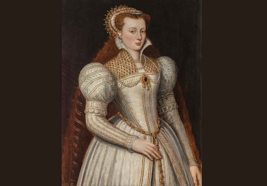 Workshop of François Clouet, operating before 1520
–
1572,
Portrait of a lady in a bejewelled dress and
headdress
, c.1572, Paris, oil on panel, 89.3 x 64.6 cm
(panel);
Gift of Shane Le Plastrier through the Art Gallery of
South Australia Foundation 2017. Donated through the
Australian Government’s Cultural Gifts Program, Art
Gallery of South Australia, Adelaide
