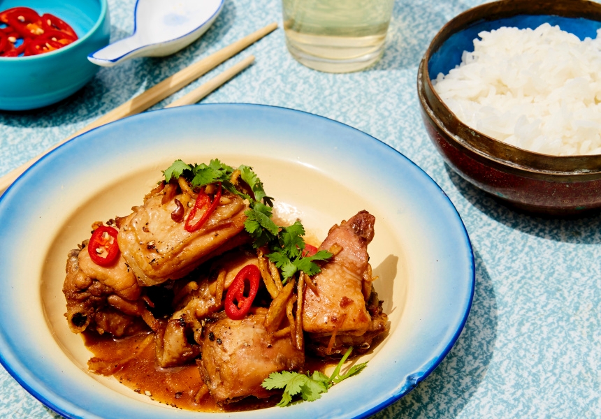 Jerry Mai’s braised chicken in ginger (gà xào gừng)
