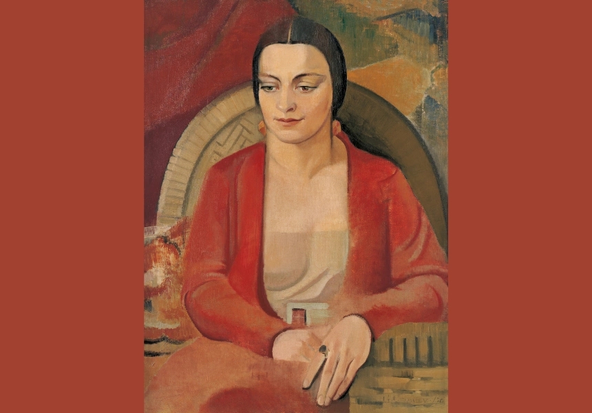 Grace Crowley,
born Cobbadah,
New South
Wales
1890,
died Sydney 1979,
Miss Gwen Ridley,
1930, Glen Riddle,
Barraba, New South Wales,
oil on canvas on board,
72.0 x
53.0 cm,
87.2 x 68.5 x 5.5 cm (frame);
Purchased 1995
with the assistance of South
Australian Government Grant,
Art Gallery of
South Australia, Adelaide
