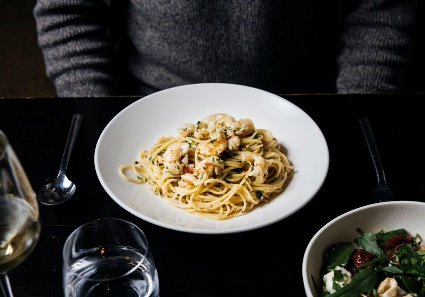 Adam D’Sylva’s prawn and zucchini spaghettini
