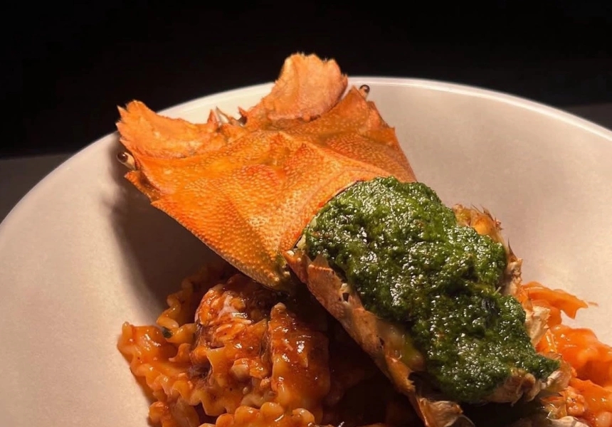 Moreton Bay bug, mafaldine, nduja and basil pesto from Alt
