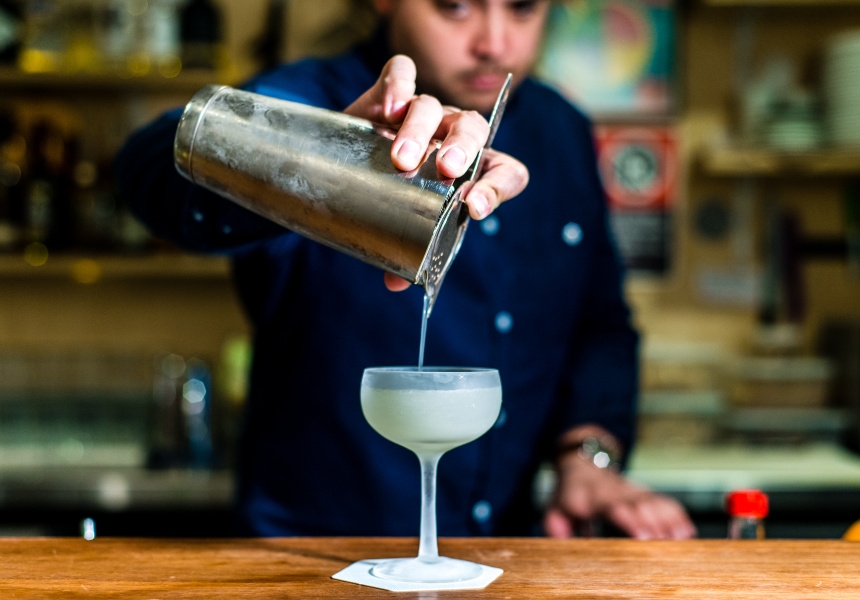 Shake with ice and strain over fresh ice or into a cocktail glass
