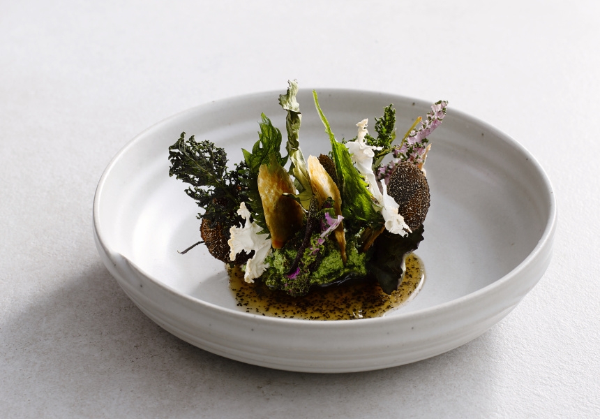 Warm ricotta and nettle, winter truffle and brassicas 
