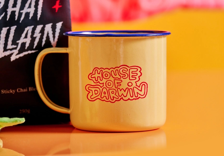 Logo enamel mug from House of Darwin
