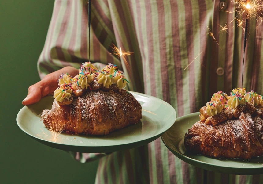 Lune’s twice-baked birthday cake frangipane croissant
