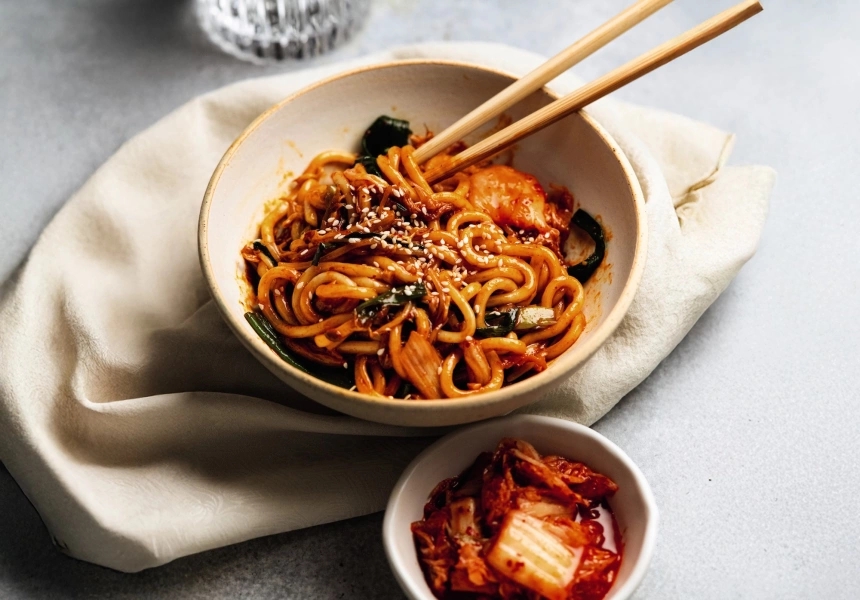 Recipetin Eats' spicy Korean kimchi noodles
