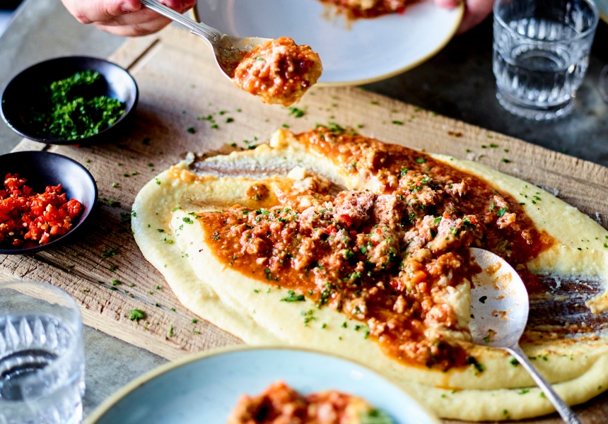 Osteria Oggi’s Polenta with Sausage Ragu
