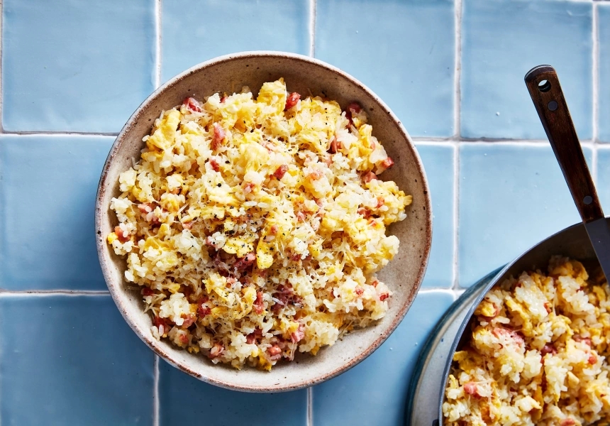 Adam Liaw's "carbonara" fried rice
