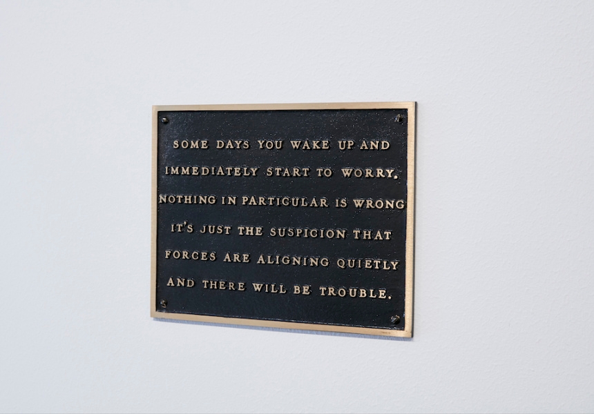 Exhibition image of MoMA at NGV:  130 Years of Modern and Contemporary Art, 2018 on display at  NGV  International from 9 June – 7 October

Jenny  HolzerAmerican  born  1950Living:  Some  days  you  wake  up  and  immediately...  1980–82bronzeCommittee  on  Painting  and  Sculpture  Funds,  2007
