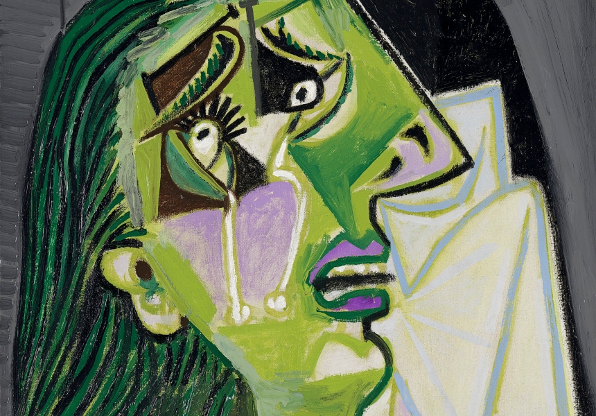 Pablo Picasso
Spanish 1881–1973
Weeping woman 1937
oil on canvas
55.2 x 46.2 cm
National Gallery of Victoria
Purchased by donors of The Art Foundation of Victoria, with the assistance of the Jack and Genia Liberman family, Founder Benefactor, 1986
© Succession Picasso/Copyright Agency, 2022 Photo: NGV
