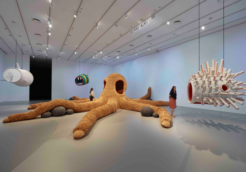 Installation view of Porky Hefer’s series Plastocene – Marine Mutants from a disposable world 2020 on display in NGV Triennial 2020 from 19 December 2020 – 18 April 2021 at NGV International, Melbourne © Porky Hefer, courtesy Southern Guild, Cape Town
