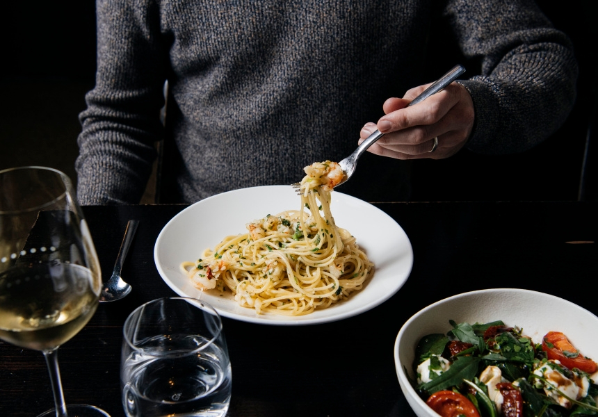 Adam D’Sylva’s prawn and zucchini spaghettini
