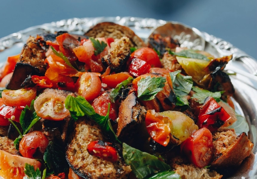 Evan Moore’s barbequed panzanella salad
