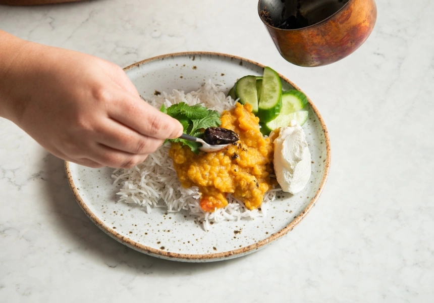 Rupal Bhatikar’s raw green mango dal
