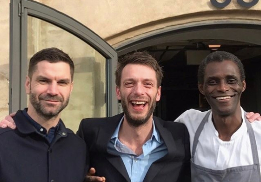 Left to right:  restaurant manager James Spreadbury, service director Lau Richter and dishwasher Ali Sonko, via Facebook / Rene Redzepi
