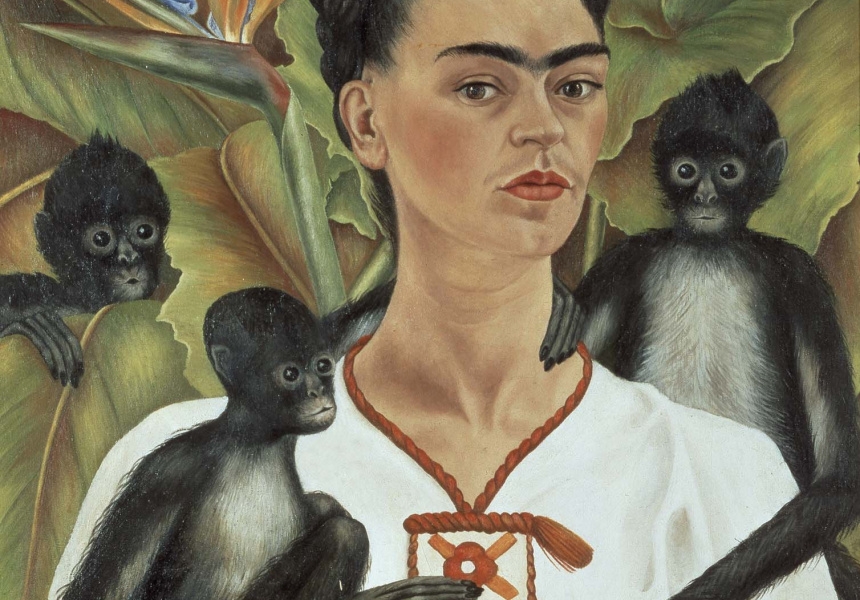 Frida Kahlo, born Mexico City 1907, died Mexico City 1954, Self-Portrait with Monkeys, 1943, oil on canvas, 81.5 x 63 cm; The Jacques and Natasha Gelman Collection of Mexican Modernism, © Banco de México Rivera Kahlo Museums Trust/ARS. Copyright Agency, 2022
