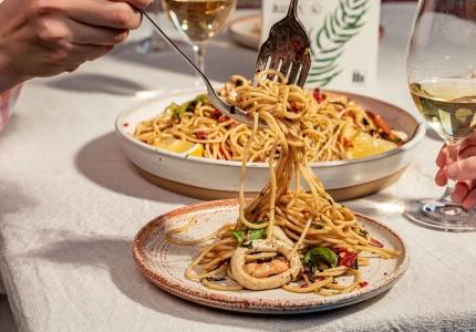 <p>Jessie Spiby’s squid and prawn pasta</p>
