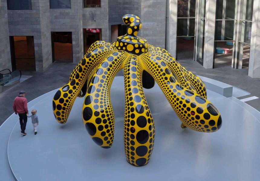 <p>Yayoi Kusama’s Dancing Pumpkin 2020, Yayoi Kusama exhibition
at NGV International,
Melbourne. © Yayoi
Kusama</p>
