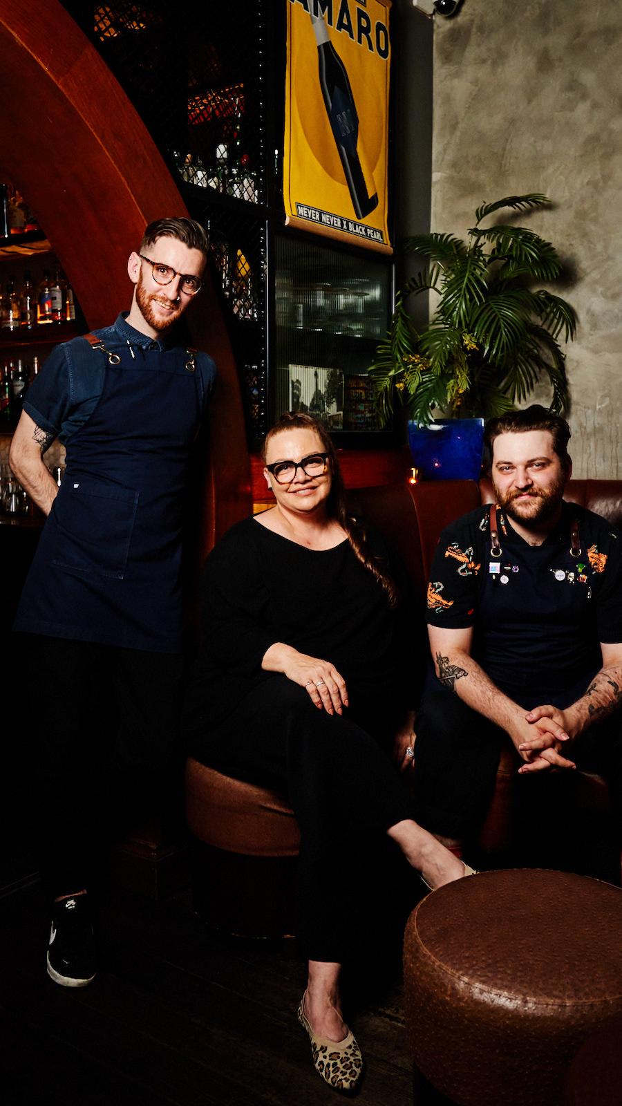 Left to right: general manager Oisín Conneely, owner Tash Conte and bar manager Lachy Boyle | Photography: Ashley Ludkin